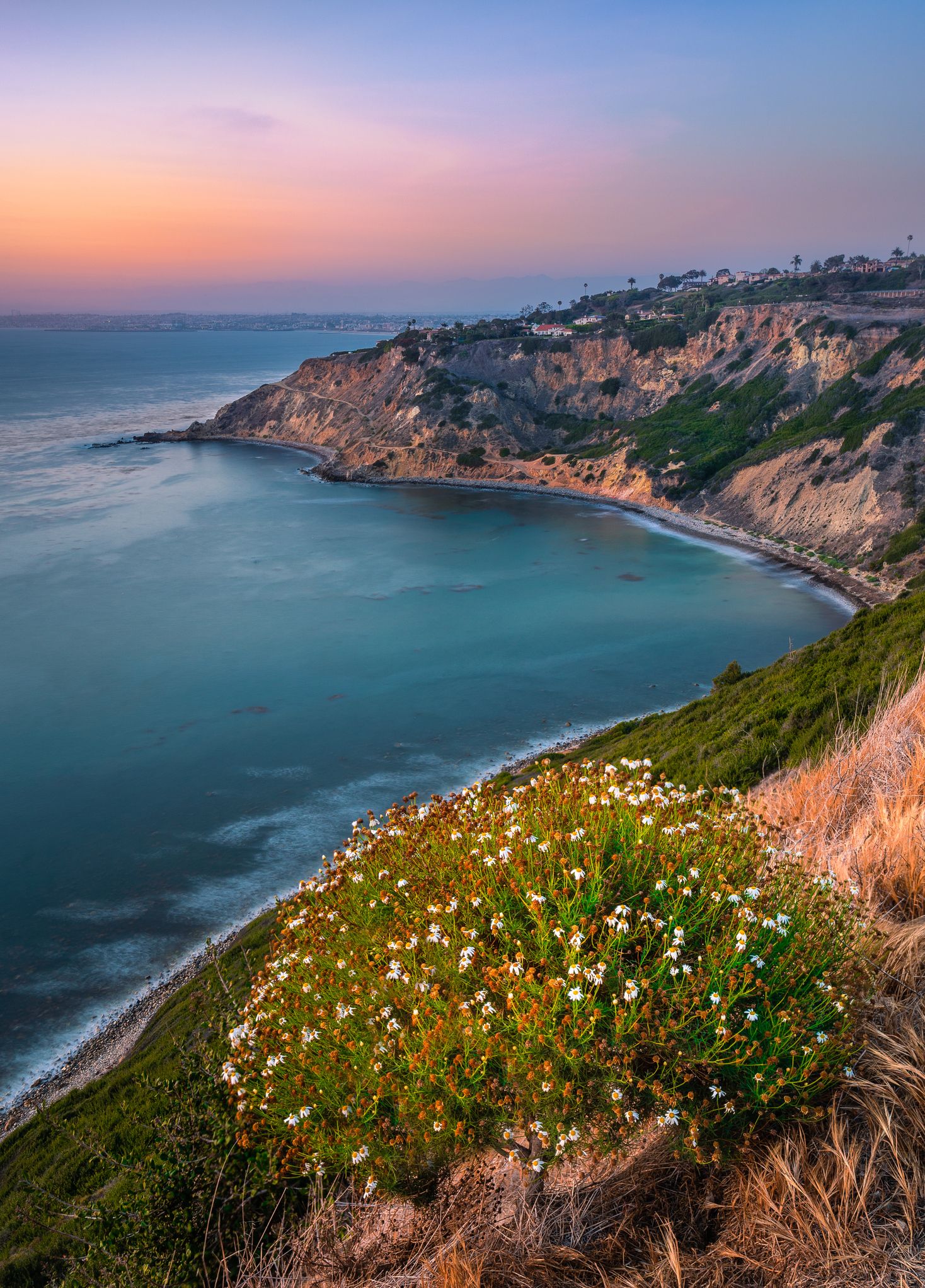 Coastal cliffs at sunset